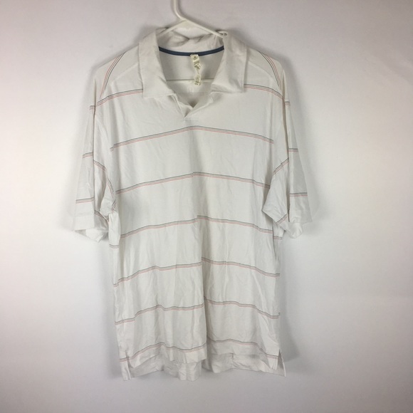 lululemon athletica White Striped Polo Shirt - Picture 1 of 8